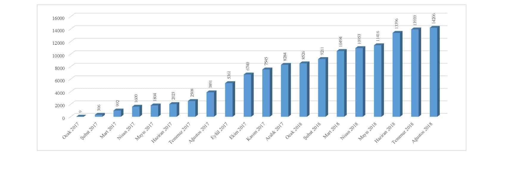 Number of Books in İHÜ Library by Months