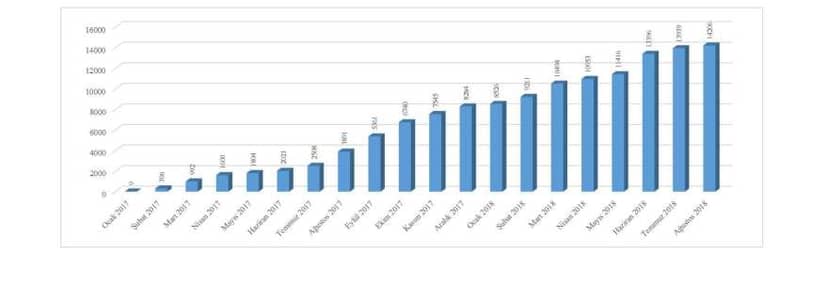 Number of Books in İHÜ Library by Months