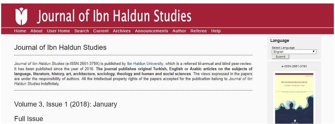 Journal of Ibn Haldun Studies