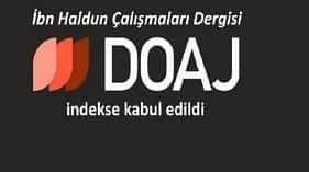 İbn Haldun Çalışmaları Dergisi DOAJ İndekse Kabul Edildi